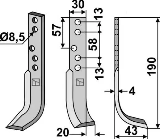 Fräsmesser 190x30mm, rechts
